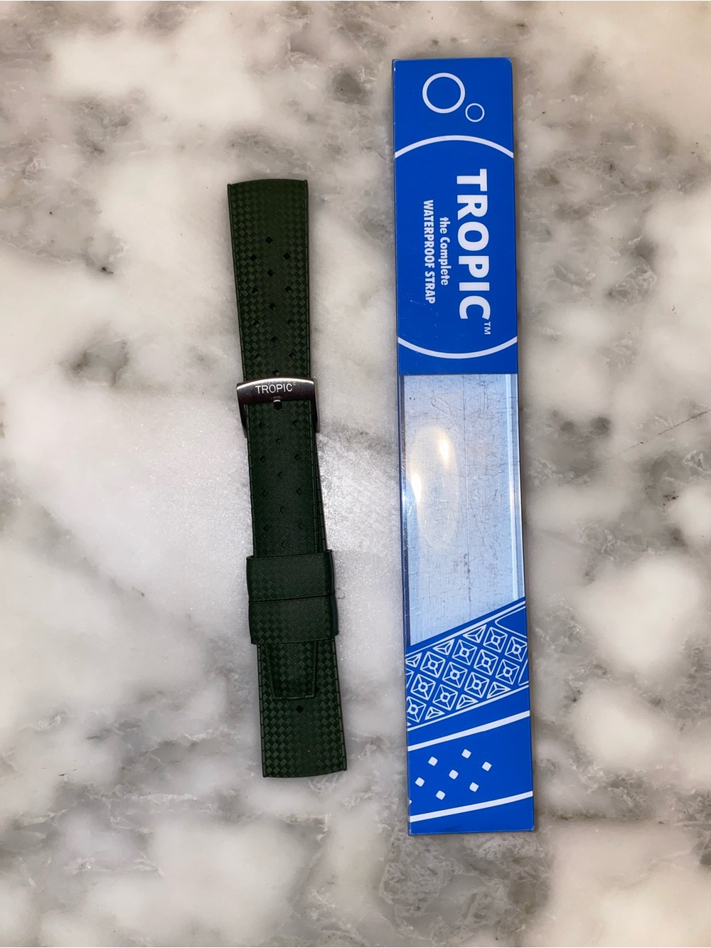 Genuine Tropic Olive Green Rubber Waterproof Watch Strap 20mm BNIB